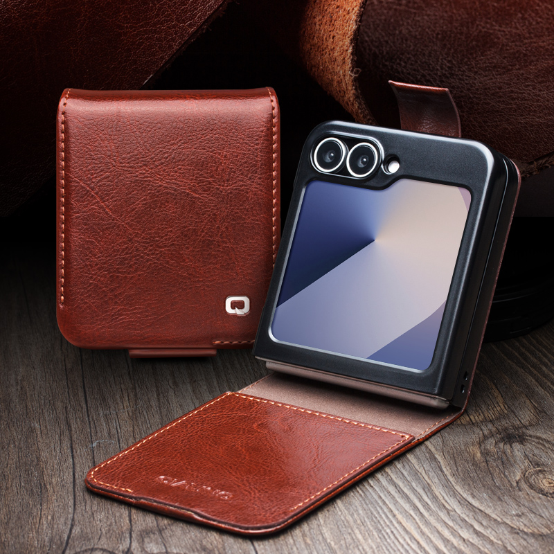 Phone Cases For Samsung Galaxy - QIALINO-Étui en cuir véritable naturel pour