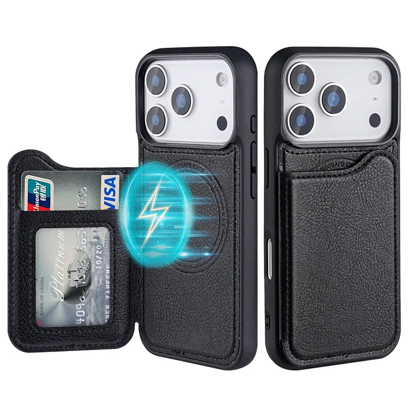Phone Cases With Magnet - Pour Magsafe portefeuille en cuir à